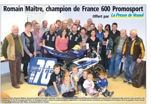 Romain Maitre, champion de France 600 Promosport